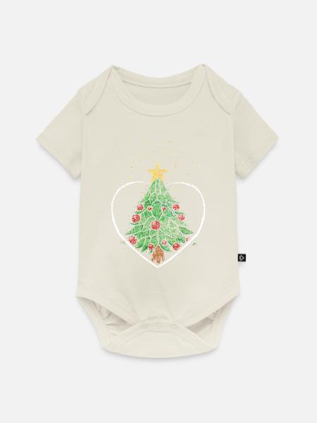 Weihnachtsbaum Christbaum Weihnachtsstern - Baby Premium Kurzarmbody - Naturweiß
