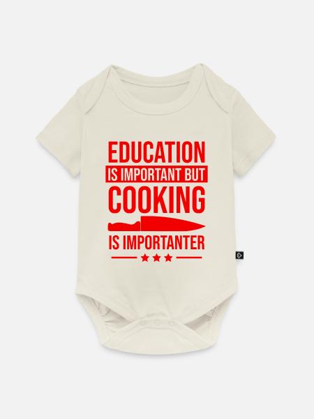 bildung wichtig kochen wichtiger - Baby Premium Kurzarmbody - Naturweiß