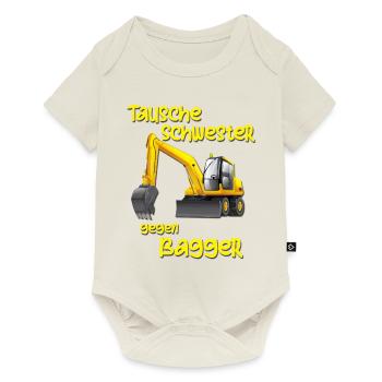 Tausche Schwester gegen Bagger Jungs Lustig Kinder - Baby Premium Kurzarmbody - Naturweiß - Vorne