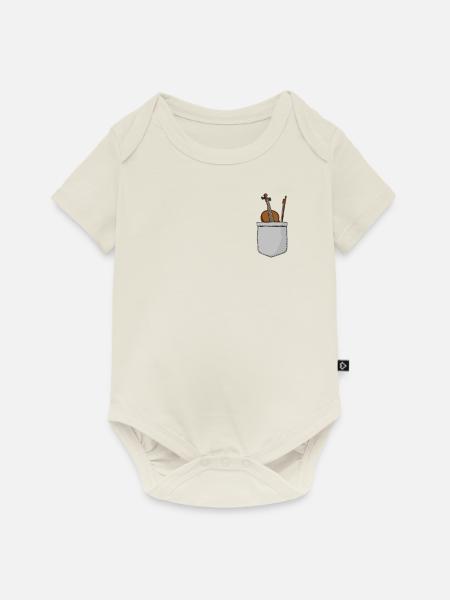 Violin Violinist Pocket - Baby Premium Kurzarmbody - Naturweiß