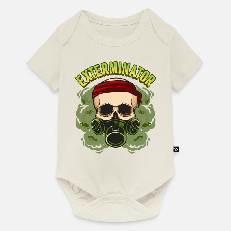 Kammerjäger-Gasmaske - Schädlingsbekämpfung - Baby Premium Kurzarmbody - Naturweiß