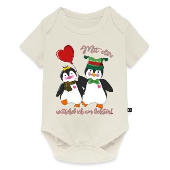 Verliebte Pinguine Valentinstag Liebeserklärung - Baby Premium Kurzarmbody - Naturweiß - Vorne