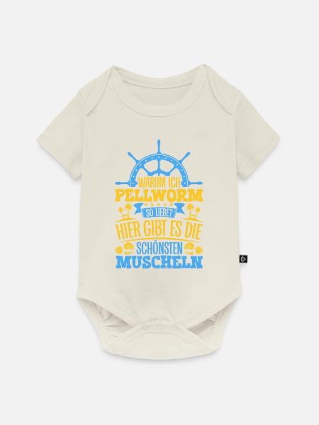 Schöne Muscheln - Warum ich Pellworm so liebe - Baby Premium Kurzarmbody - Naturweiß