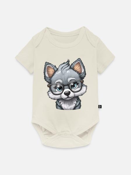 Kleiner niedlicher Wolf - Baby Premium Kurzarmbody - Naturweiß