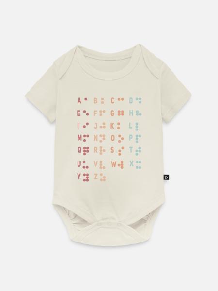 Retro-Buchstaben-Braille-Sprache Braille-Alphabet - Baby Premium Kurzarmbody - Naturweiß