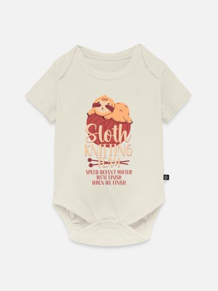 Knitting Knitter Sloth Sloth - Baby Premium Kurzarmbody - Naturweiß