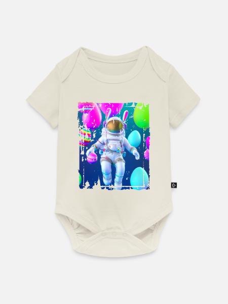 Osterhasen Astronaut im Weltall - Baby Premium Kurzarmbody - Naturweiß