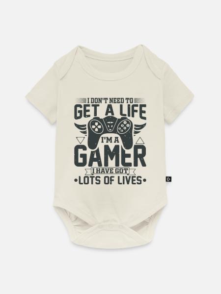 Gamer gaming zocken Computerspiel Controller - Baby Premium Kurzarmbody - Naturweiß