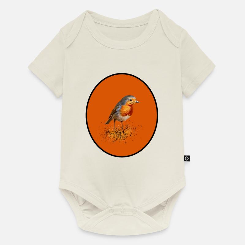 süsses Rotkehlchen / Robin mit orange - Baby Premium Kurzarmbody - Naturweiß