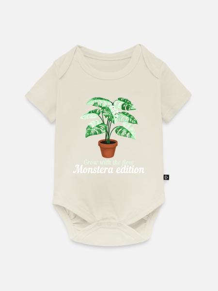 Grow With The Flow Monstera - Baby Premium Kurzarmbody - Naturweiß