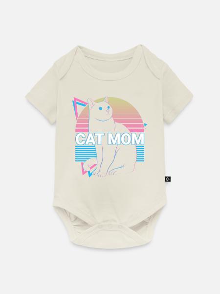 Katzenmama Retro - Baby Premium Kurzarmbody - Naturweiß