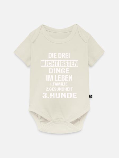 Hundepapa - Baby Premium Kurzarmbody - Naturweiß