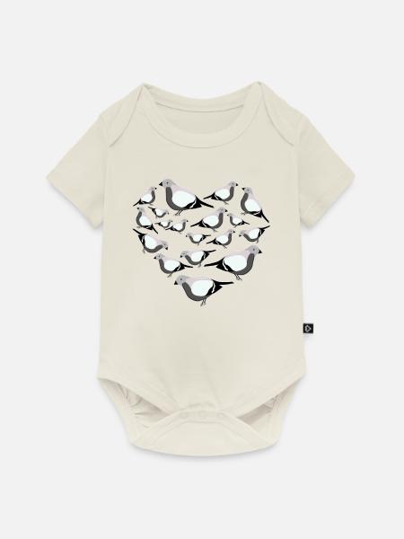 Herz Vogel Fink - Baby Premium Kurzarmbody - Naturweiß