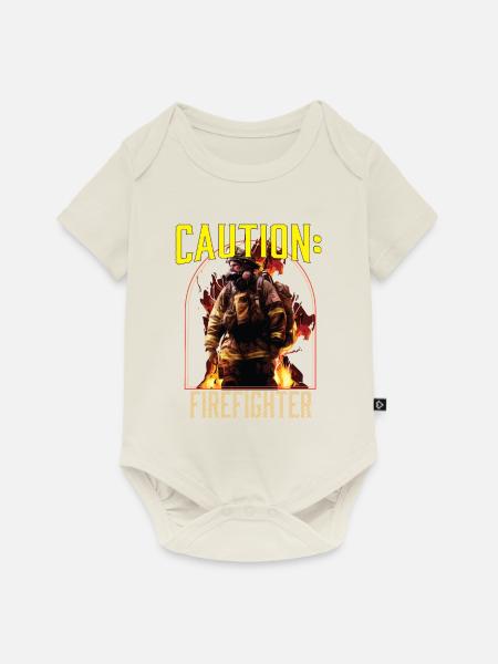 Caution Firefighter Fire Rescue Fireman - Baby Premium Kurzarmbody - Naturweiß