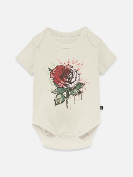 Rote Rose - Baby Premium Kurzarmbody - Naturweiß