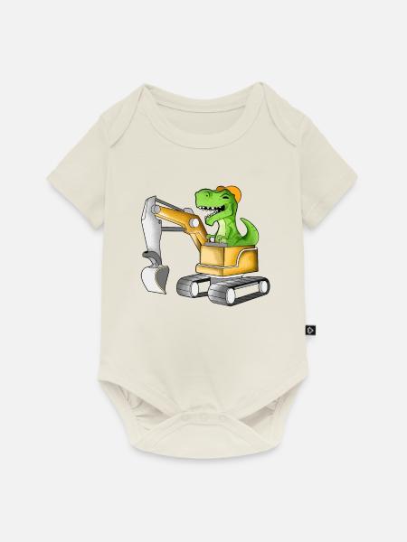 TREX fährt Bagger - Baggerfahrer - Baby Premium Kurzarmbody - Naturweiß