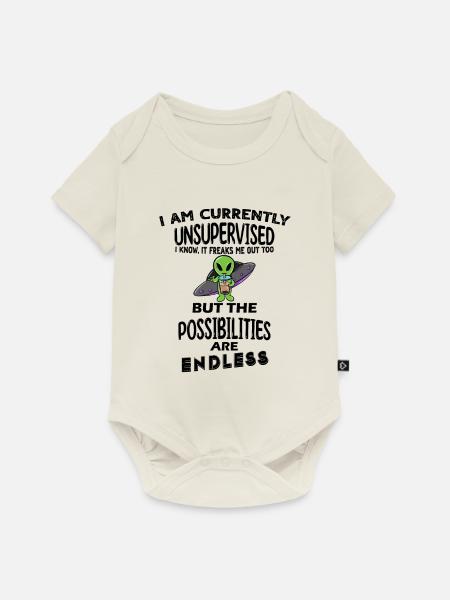 I am currently unsupervised - Baby Premium Kurzarmbody - Naturweiß