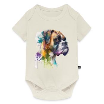 German Boxer Dog Watercolor Design - Baby Premium short-sleeve bodysuit - off white - Front