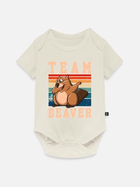 Team Beaver - Baby Premium Kurzarmbody - Naturweiß