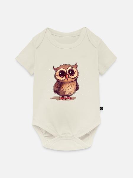 Nachteule Eule Eulen Vogel - Baby Premium Kurzarmbody - Naturweiß