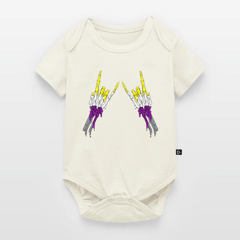 Non Binary Pride Flag Devil Horn Skeleton Subtle Baby Premium Kurzarmbody