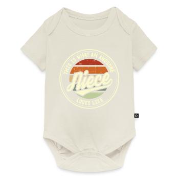 Meilleur cadeau rétro de nièce au monde - Body à manches courtes Premium Bébé - blanc cassé - Devant