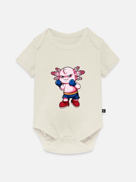 Comic Axolotl macht Karate - Baby Premium Kurzarmbody - Naturweiß