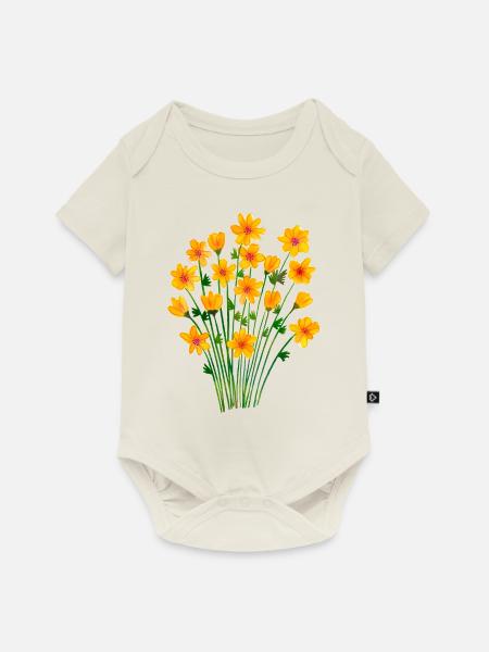 Gelbe Butterblume Aquarell - Baby Premium Kurzarmbody - Naturweiß