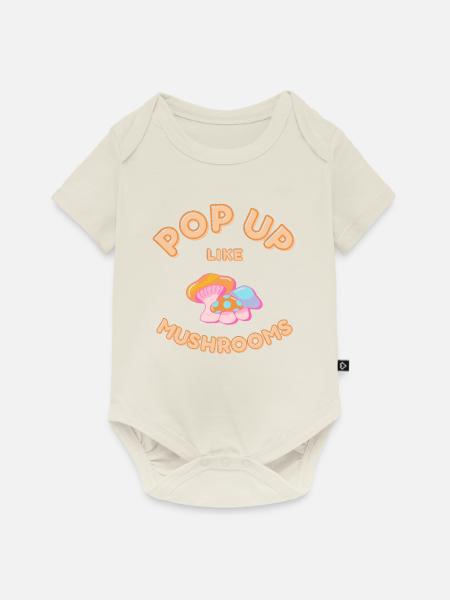 POP UP wie Pilze - Baby Premium Kurzarmbody - Naturweiß