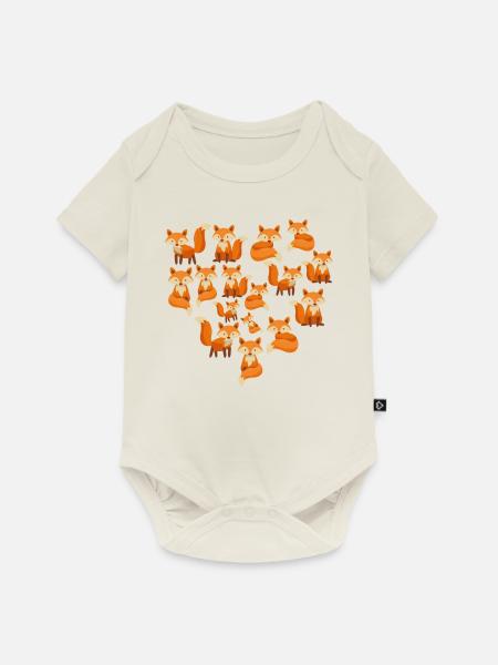 Herz Fuchs - Baby Premium Kurzarmbody - Naturweiß