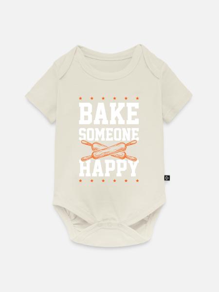 Bake someone Happy - Baby Premium Kurzarmbody - Naturweiß