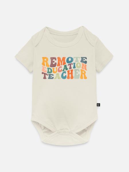 Groovy Remote Education Teacher Fernunterricht - Baby Premium Kurzarmbody - Naturweiß