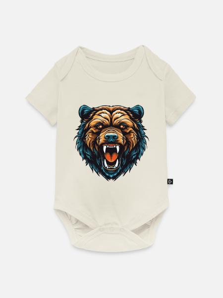 Bär Portrait - Baby Premium Kurzarmbody - Naturweiß