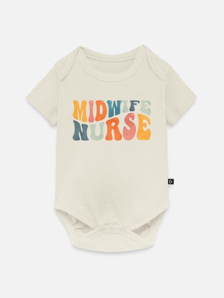 Groovy Hebamme Krankenschwester Labor Entbindung K - Baby Premium Kurzarmbody - Naturweiß