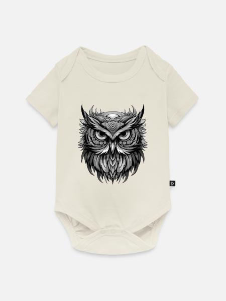 Eule Portrait - Baby Premium Kurzarmbody - Naturweiß