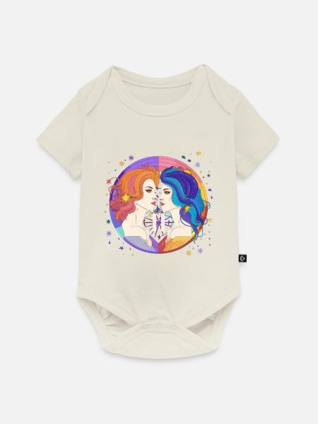 Tierkreiszeichen - Zwei Menschen - Zwillinge - Baby Premium Kurzarmbody - Naturweiß