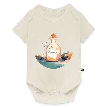 Flacon de parfum « Unique » dans un paysage magnifique - Body à manches courtes Premium Bébé - blanc cassé - Devant