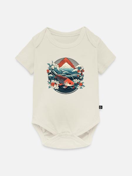 Koi Fische Kois-Karpfen Koi Garten-Teich Koi - Baby Premium Kurzarmbody - Naturweiß