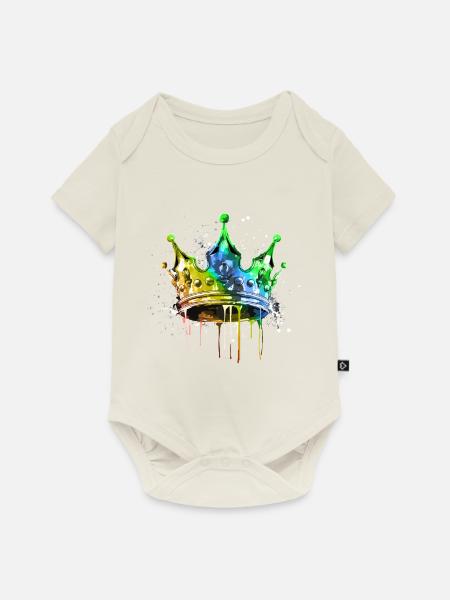 Krone Bunt King Symbol - Baby Premium Kurzarmbody - Naturweiß