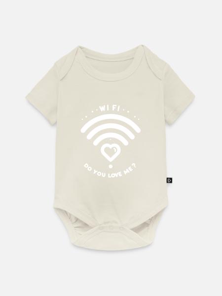 WIFI Liebst du mich? - Baby Premium Kurzarmbody - Naturweiß