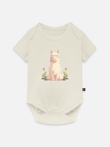Lama Llama - Baby Premium Kurzarmbody - Naturweiß