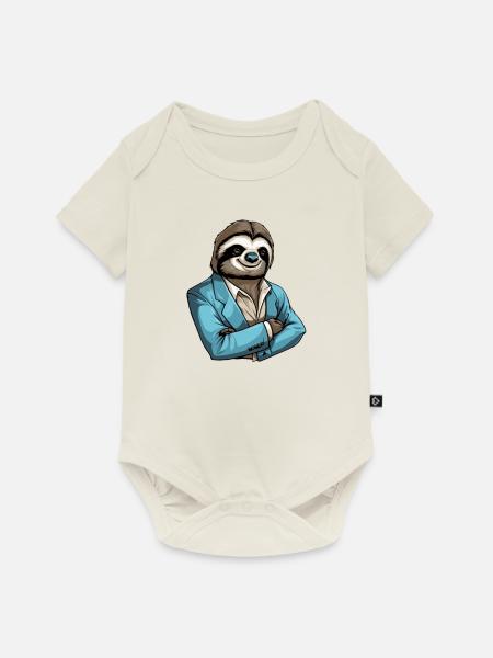 Faultier Cool - Baby Premium Kurzarmbody - Naturweiß