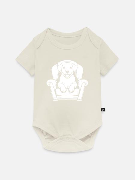 Hund Vierbeiner Niedlich - Baby Premium Kurzarmbody - Naturweiß