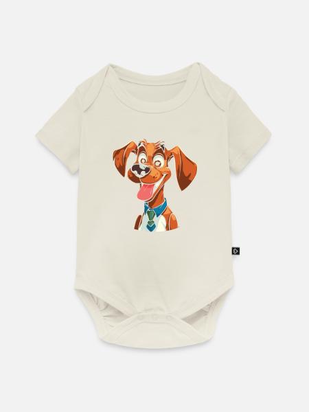 Hund Vierbeiner Niedlich - Baby Premium Kurzarmbody - Naturweiß
