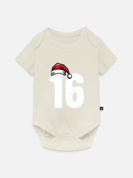 16 Zahl Weihnachten - Baby Premium Kurzarmbody - Naturweiß