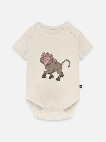 Kawaii Pavian - Baby Premium Kurzarmbody - Naturweiß