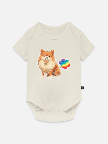 Pomeranian Witzig Regenbogenfurz - Baby Premium Kurzarmbody - Naturweiß