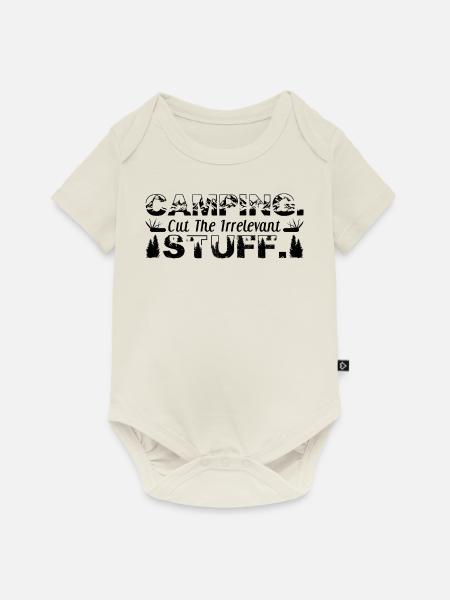 Camping. Cut the irrelevant stuff. - Baby Premium Kurzarmbody - Naturweiß