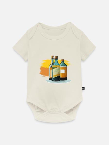 Flaschen - Baby Premium Kurzarmbody - Naturweiß