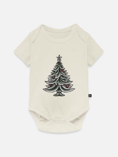 Weihnachtsbaum Tanne Weihnachten - Baby Premium Kurzarmbody - Naturweiß